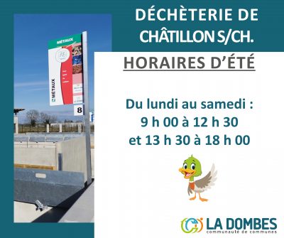 Horaires déchèterie Châtillon