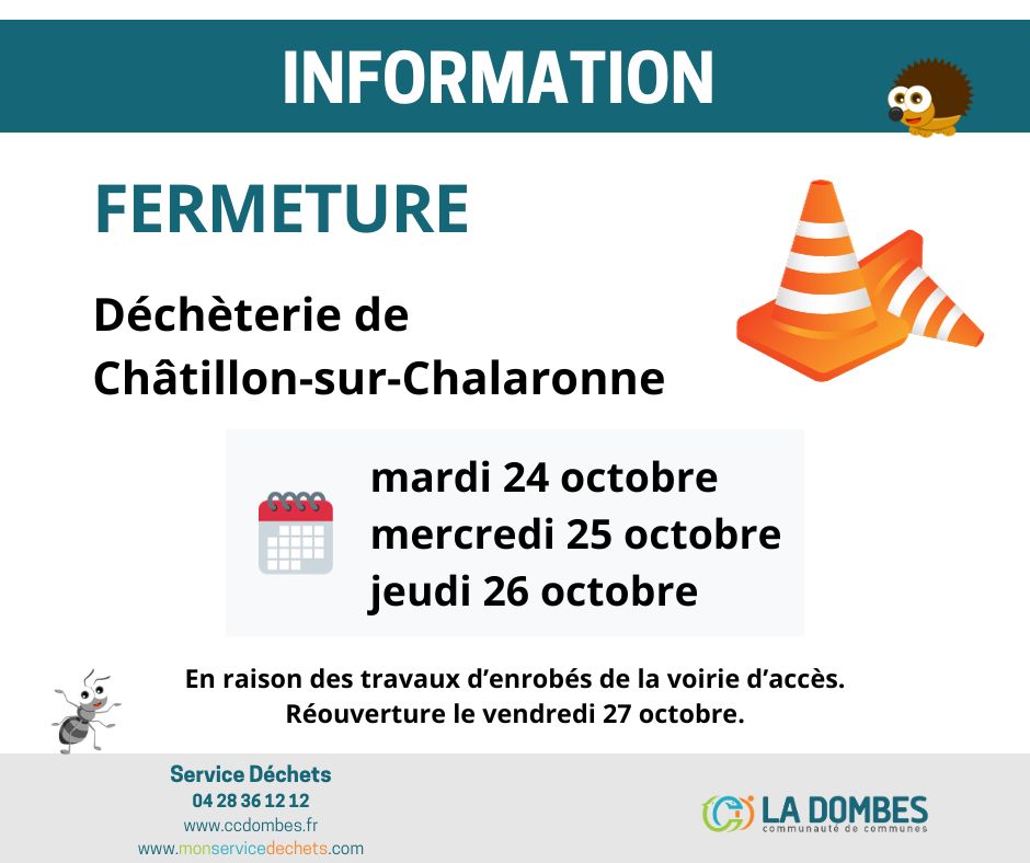 Fermeture de la déchèterie de Châtillon-sur-Chalaronne