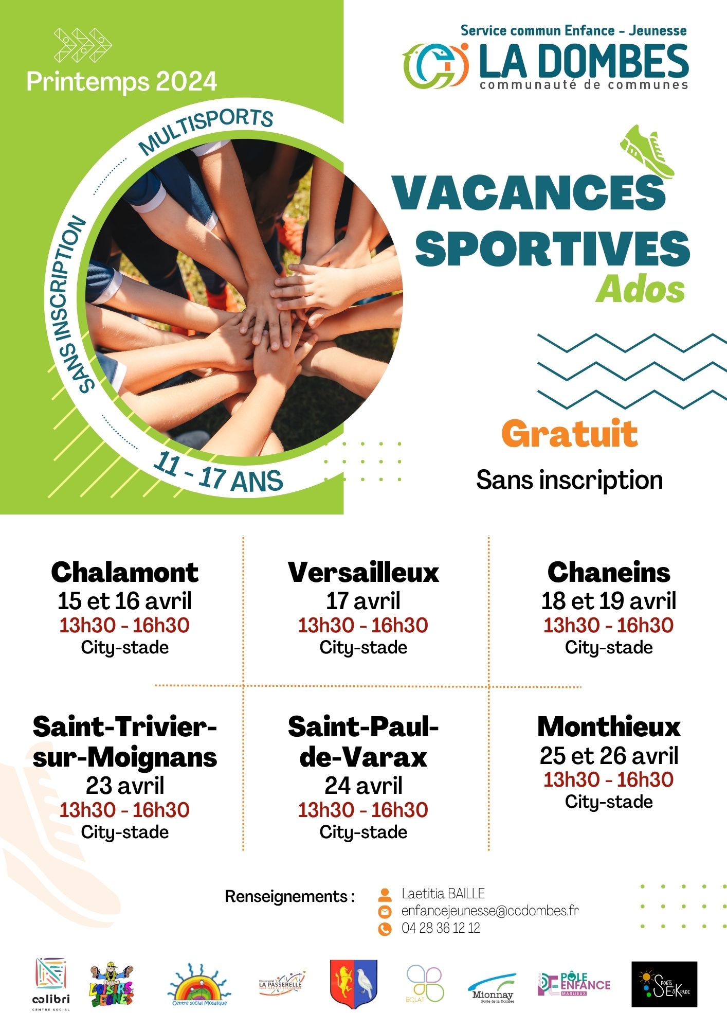 Programme des vacances sportives d’avril